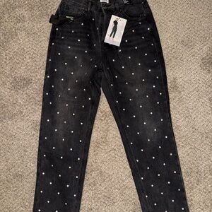 Society Black Jeans with rhinestone embellishments